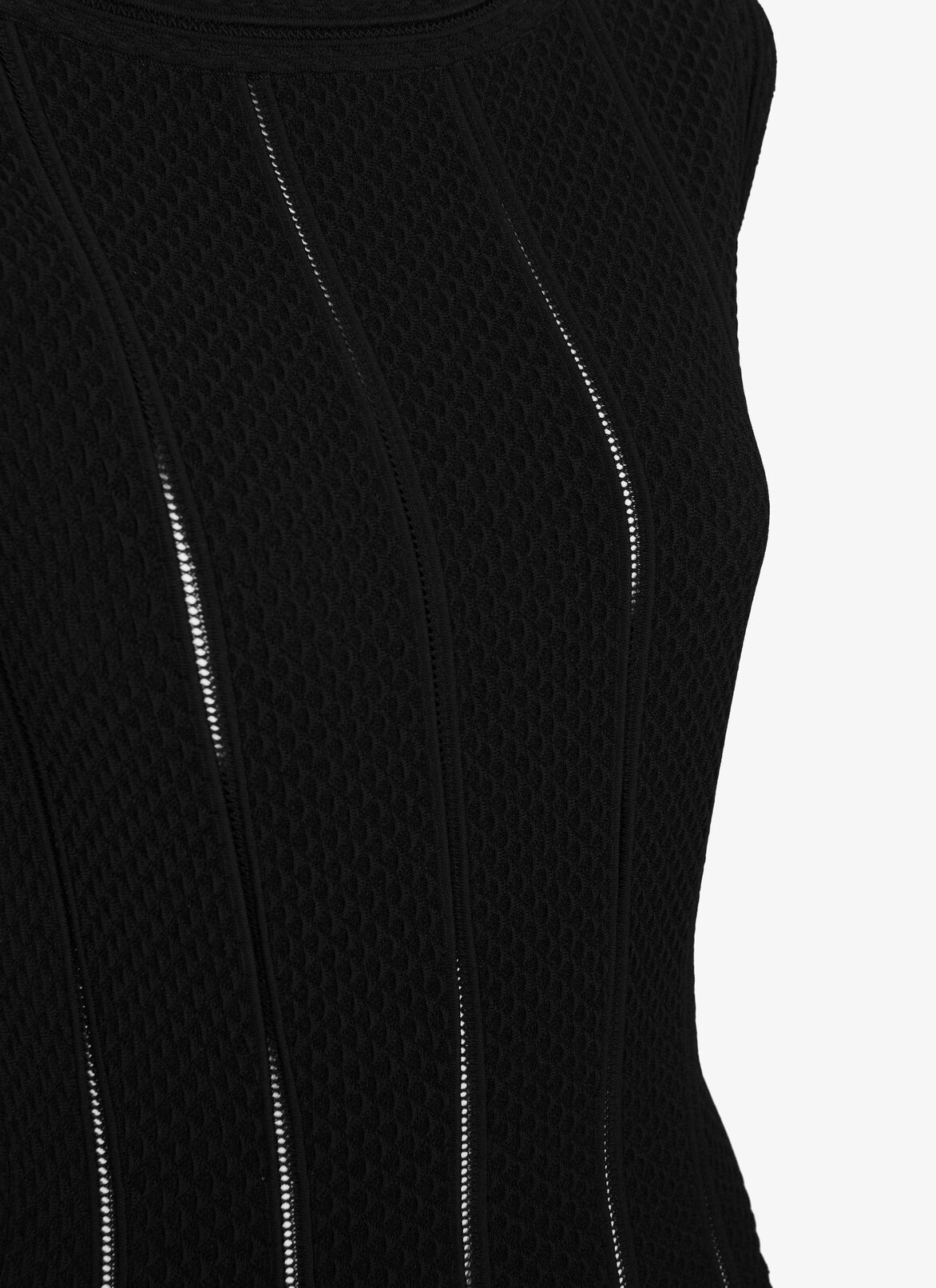 Flared Piqué Mesh Dress ALAÏA BLACK FLARED PIQUÉ MESH DRESS